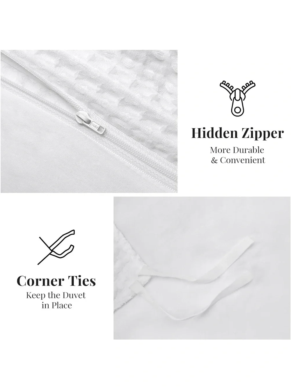 NWOT WARMDERN Waffle Weave Duvet Cover Full Size, White